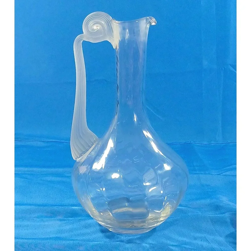 14.5" Lalique Style Art Deco Nouveau Frosted Glass Decanter Bottle Pitcher - Picture 6 of 8